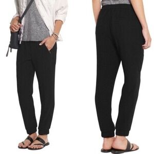 NWT J. Crew Turner Black Elastic Waist Jogger Pants Zip Pockets Women's Size 8